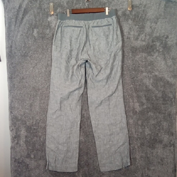 Athleta Bali Linen Heatgered Gray Wide Leg Vacation Travel Womens 14 TALL - Picture 4 of 11